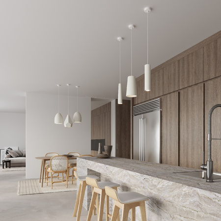 FLAWIUSZ E27 Decke Hängelampe Keramik Überhang Minimalistisch Weiß SOLLUX