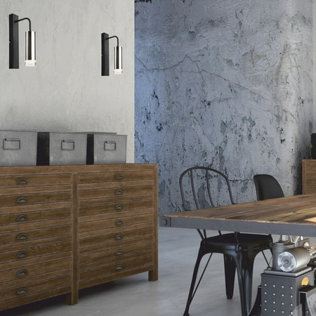 Wandleuchte DIEGO E27 Schwarz Chrom KM-1.124 Lamkur