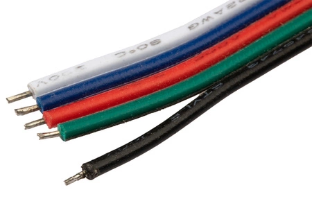 5PIN RGB+W LED-Streifenanschluss einseitig mit 12-mm-Kabel