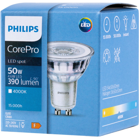 LED-Lampe GU10 4.6W = 50W 390lm 4000K Neutral 36° PHILIPS