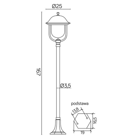 Außenstehende Gartenleuchte POST Prince K 5002/1/O E27 167cm Su-Ma