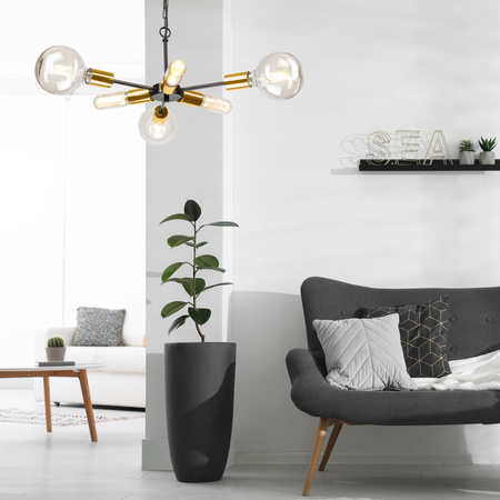 STARLA Pendelleuchte 6xE27 Schwarz Gold LM-6.144 Lamkur