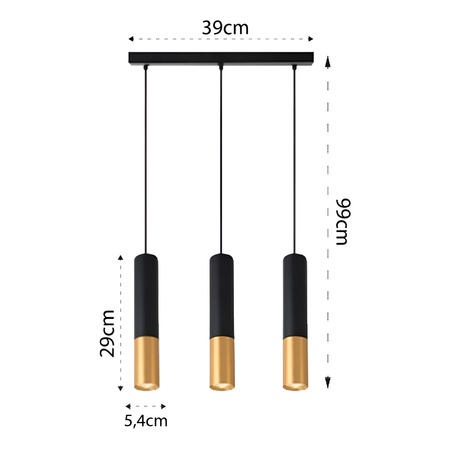 KEON Decke Pendelleuchte 3xGU10 Einstellbar Schwarz und Gold MASTERLED