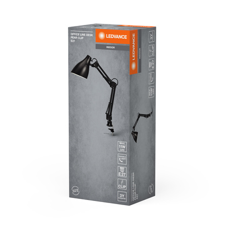 Tischlampe Schreibtisch Leuchte Stehend Clip Einstellbar E27 Schwarz USB-C Büro Linie Ledvance