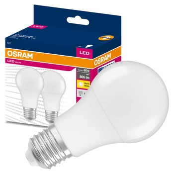 2x LED Lampe E27 A60 8,5W = 60W 806lm 2700K Wärme 200° OSRAM VALUE