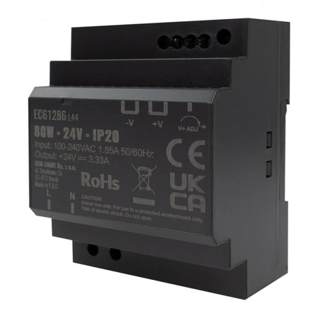 DIN-Schienen-Netzteil für LED-Streifen 80W 24V 3,33A IP20 PREMIUM Ecolight