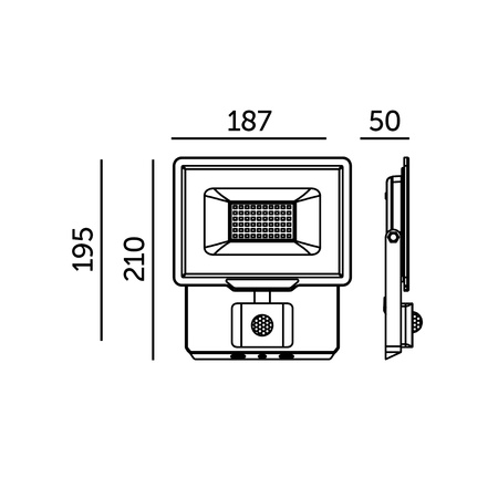 LED-Flutlicht 50W 4000lm 6000K IP44 Schwarz mit Bewegungssensor LED2B KOBI MHC
