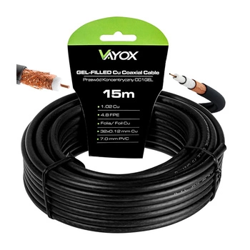 Antennen Koaxialkabel Kupfer Gel CU Terrestrisch 4K Full HD Schwarz 15M VAYOX