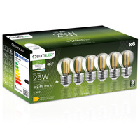 6x LED-Lampe E27 Ball P45 2W = 25W 249lm 4000K Neutral 360° FILAMENT LUMILED