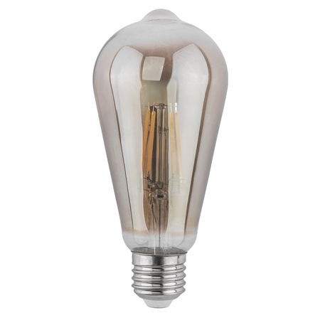 6x LED Lampen E27, Glühbirne ST64 6W = 50W 420lm 360° 2200K warm Glühfaden Edison Smokey LUMILED