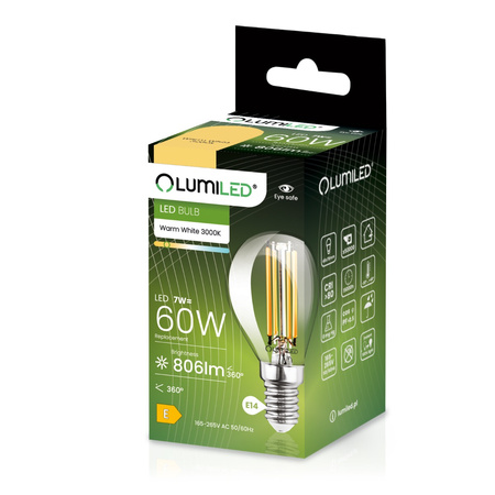 6x LED Lampen E14, Glühbirne P45 Kugeln 7W = 60W 806lm 360° 3000K warm Glühfaden LUMILED