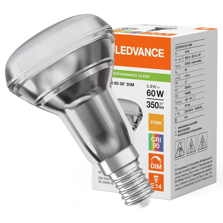 LED Lampen R50 E14 5.9W = 60W 350lm 2700K Warmweiß FILAMENT DIMMABLE LEDVANCE