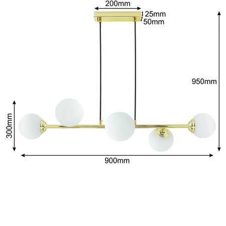 Deckenhängelampe 6xE27 GOLD PALLE Kronleuchter Glasschirme