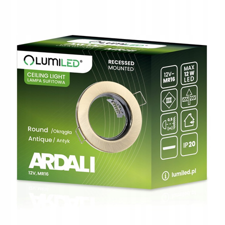 Einbaustrahler GU10, MR16 Einbauspot HALOGEN Runde Fest Antik Blech ARDALI LUMILED