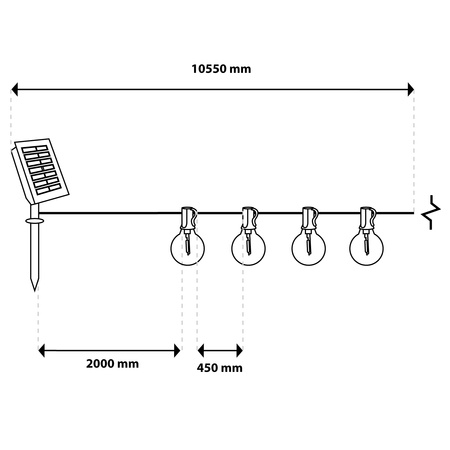 Solar Garten Girlande 20x LED Zierkugeln 10,55m 2700K Warm + Fernbedienung CALLIS2 LUMILED