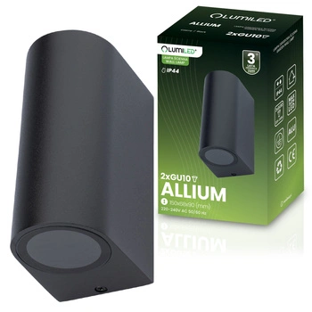 Wandleuchte Außen 2x GU10, Garten-Wandleuchte Schwarz ALLIUM LUMILED