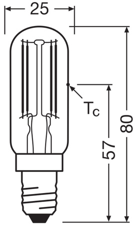 LED-Lampe T25 Tubular E14 6.5W = 55W 730lm 2700K Warm 300° Dimmbar SPECIAL Osram