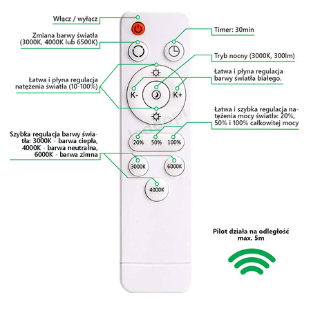 LED Plafond Deckenleuchte ARION 36W 3060lm 49cm GOLDLUX (Polux) + Fernbedienung 3000K-6500K