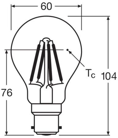 LED Lampen A60 B22d 7W = 60W 806lm 2700K Warmweiß FILAMENT DIMMABLE LEDVANCE
