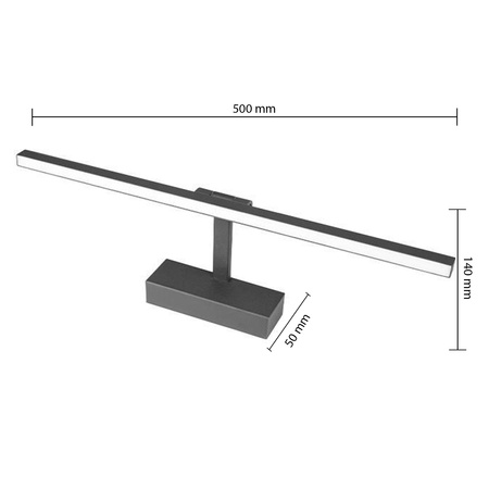 LED Wandleuchte über Spiegel 12W 600lm 4000K 116° Schwarz 50cm Lappa Masterled