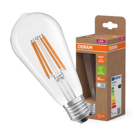 LED-Lampe ST64 E27 3.8W = 60W 806lm 4000K Neutral 330° Glühfaden CLASSIC ENERGY EFFICIENCY Osram
