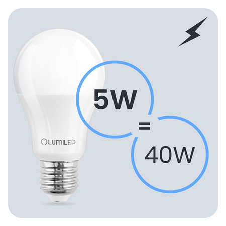 LED Lampen E27, Glühbirne A60 5W = 40W 470lm 260° 6500K kalt LUMILED