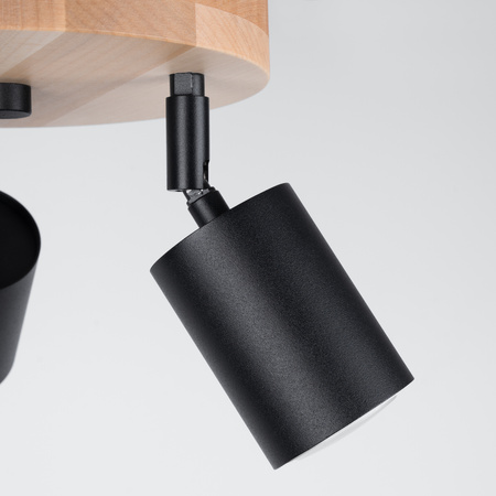 VERDO 3P 3xGU10 Schwarz Holz Skandinavisch SOLLUX Deckenleuchte