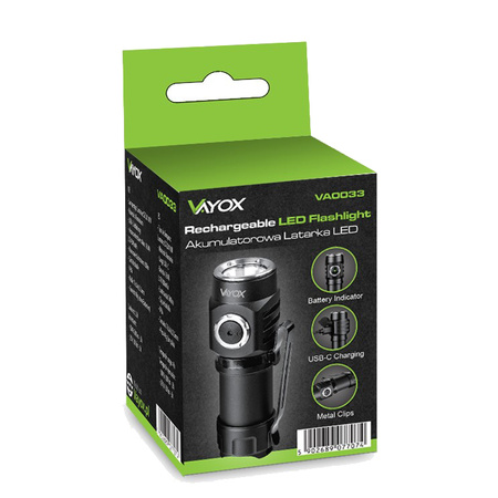 LED-Stirnlampe Taschenlampe wiederaufladbar USB 500lm VA0033 VAYOX