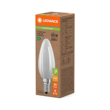 LED-Glühbirne Kerze E14 B35 1.2W = 25W 255lm 2700K Warm 330° Ledvance
