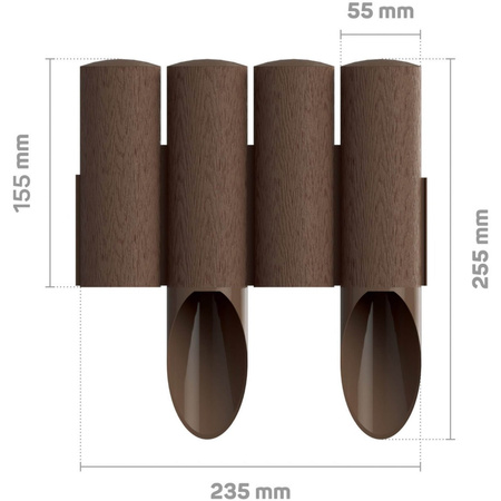 Garten Palisade Zaun Grenze Rasen Einfassung 4 STANDARD Braun 2.3m Stark Frostfest CELLFAST