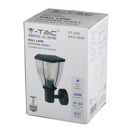 Gartenlampe Wandleuchte E27 Mattschwarz VT-835 V-TAC