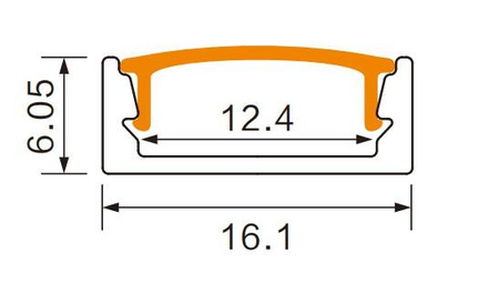 LED-Oberflächenprofil Aluminium eloxiert 1m mit transparentem Diffusor für LED-Streifen + Endkappen Ecolight N-Serie