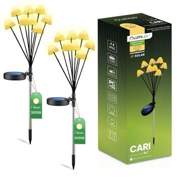 2x Solar-LED-Lampe, Solar Gartenleuchten IP65 3000K CARI LUMILED