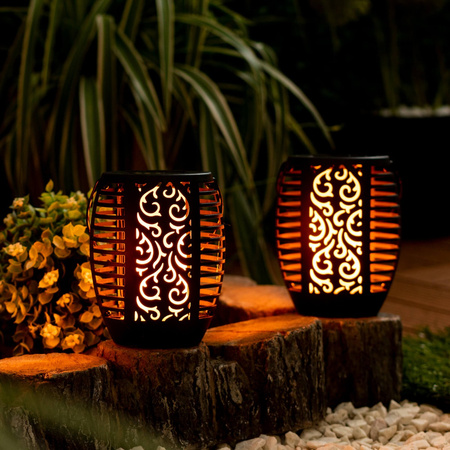 Solar Gartenlampe LED Hängelaterne Flamme IP44 1700K Dämmerungssensor