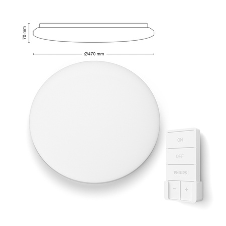 Plafond LED-Deckenleuchte 40W CCT 2700-6500K DIMMABLE 47cm IZSO + PHILIPS PILOT