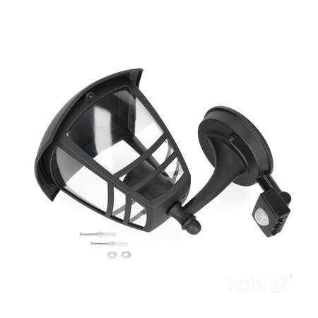 Wandleuchte E27 mit Bewegungs- und Dämmerungssensor IP54 Schwarz Tevio Kobi