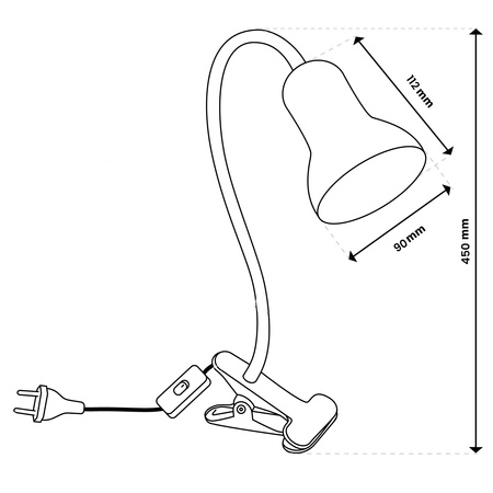 Schreibtischlampe Tisch Verstellbar DONA Schule Nachtlicht E27 Clip Schwarz LUMILED