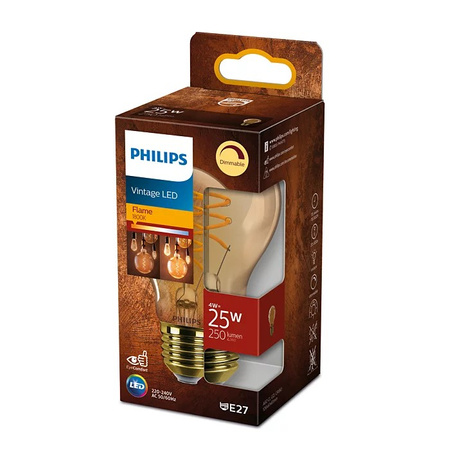 LED Lampen E27 A60 4W = 25W 250lm 1800K Warm Filament Amber PHILIPS Dimmbar