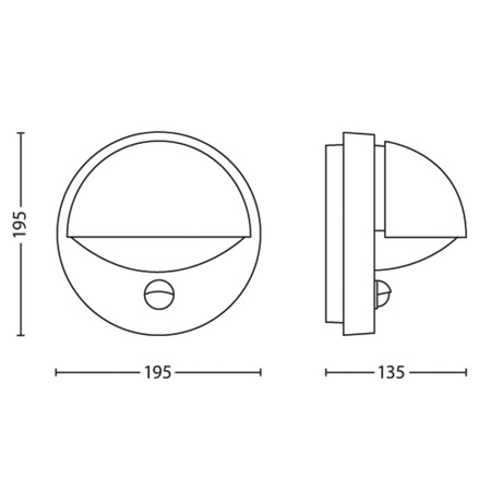 Gartenleuchte LED Wandleuchte JUNE myGarden E27 IP44 Rund mit Bewegungsmelder Anthrazit PHILIPS