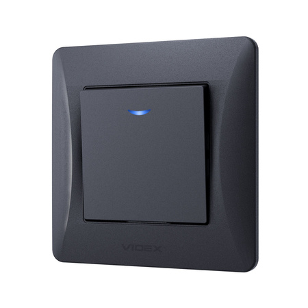 1-poliger Schalter Beleuchtet 10A Aufputz Schwarz BINERA VIDEX