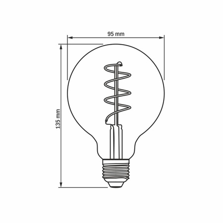 E27 G95 LED Lampen 4W 100lm 1800K Warm Graphit Filament Dimmbar 360° VIDEOX