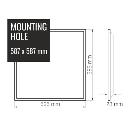 LED-Paneel-Kassette 36W 5600lm 4000K Neutral 160° 60x60cm Aufputz Weiß VIDEX