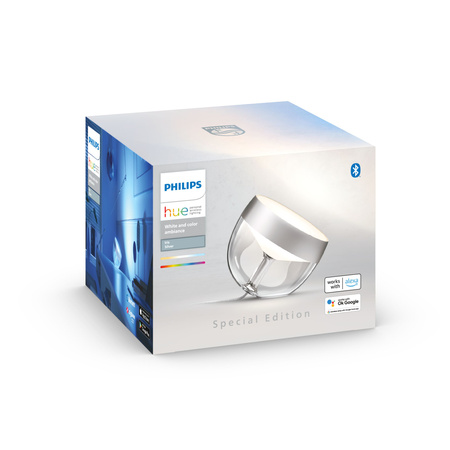 IRIS LED-Schreibtischlampe Silber EU/UK 8.1W CCT RGB PHILIPS HUE Bluetooth Zigbee