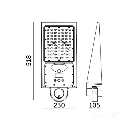 Solar LED Industriestraßenleuchte 30W 4800lm CCT mit Bewegungs- und Dämmerungssensor IP65 IK07 Schwarz Straße Kobi