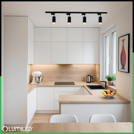 1-Phasen Stromschiene Aluminium, Schiene für Schieneinstrahler 100cm Schwarz LUMILED