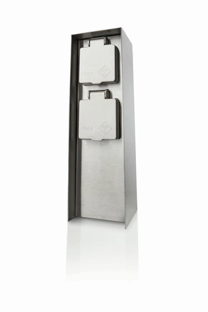 Elektrischer Gartenmast ROCK 2x Steckdose 230V IP44 Silber PHILIPS