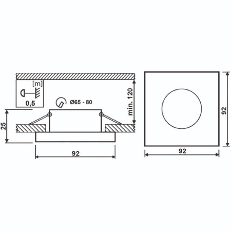 Einbaustrahler GU10, MR16 Einbauspot HALOGEN Quadrat beweglich Weiß CASSIO LUMILED