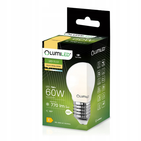 LED Lampen E27, Glühbirne P45 7W = 60W 770lm 360° 3000K warm Milch Glühfaden LUMILED