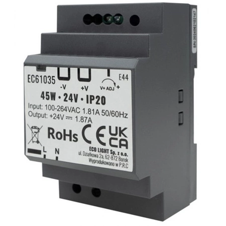 LED-Hutschienen-Netzteil Premium Line 45W 24V Ecolight