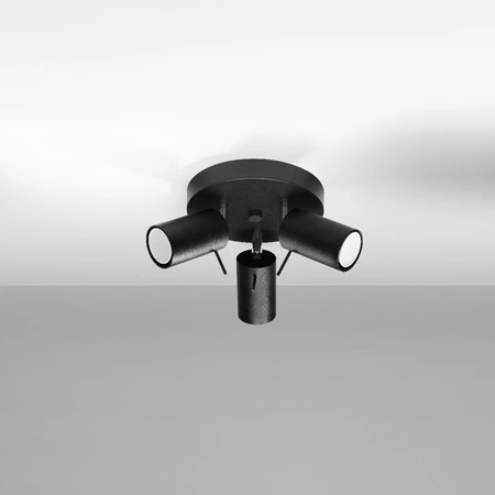 RING Deckenleuchte 3xGU10 Reflektor Halogen Leuchte Beweglich Schwarz SOLLUX